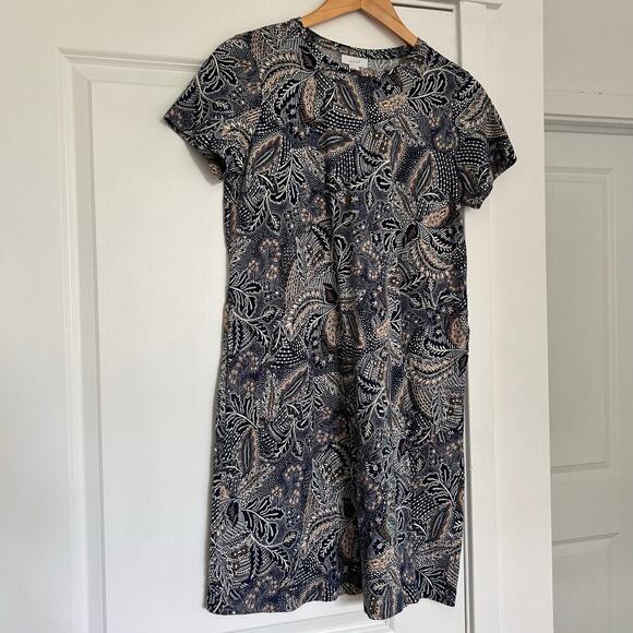 J. Jill Pure Jill Tropical Floral Short Sleeve Mini Dress Women’s Small Blue - Picture 1 of 6